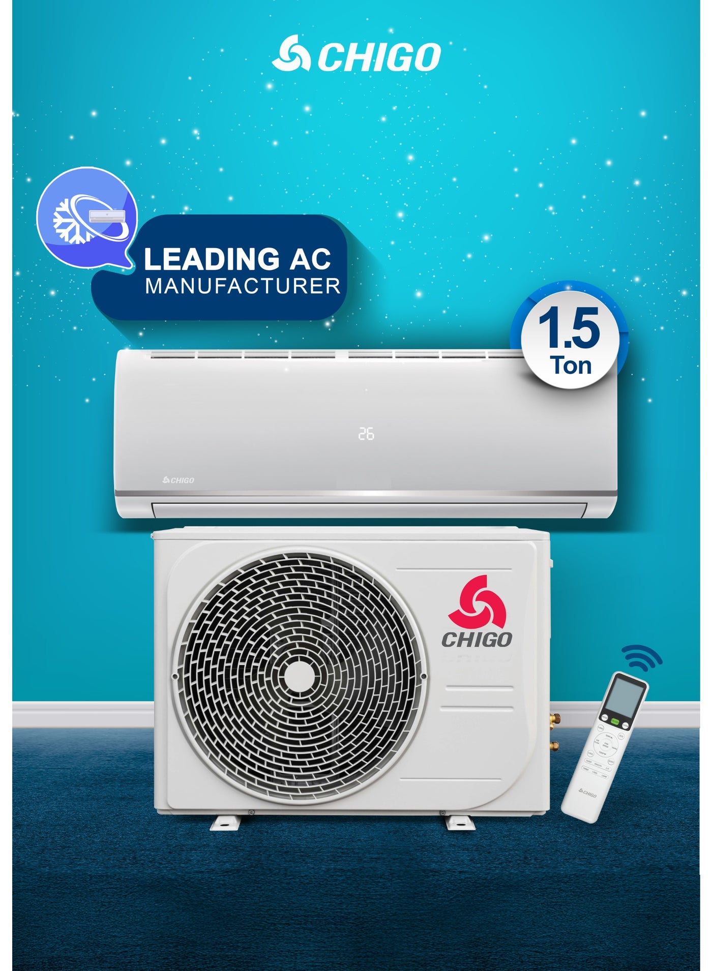 1.5 Ton Split Air Conditioner | 18000 BTU | Cooling Only | T3 Tropical AC | Rotary Compressor | 4-Way Airflow | Auto Restart | R410a Gas | Golden Fin - CSA18CON